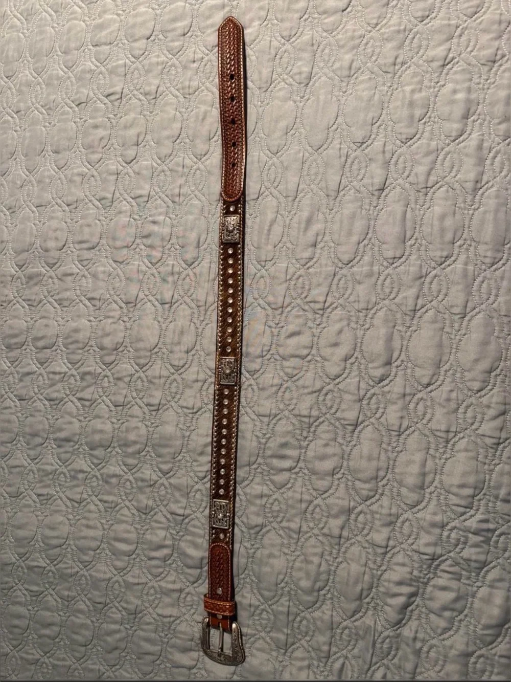 Nocona Rhinestone Studded Leather Belt